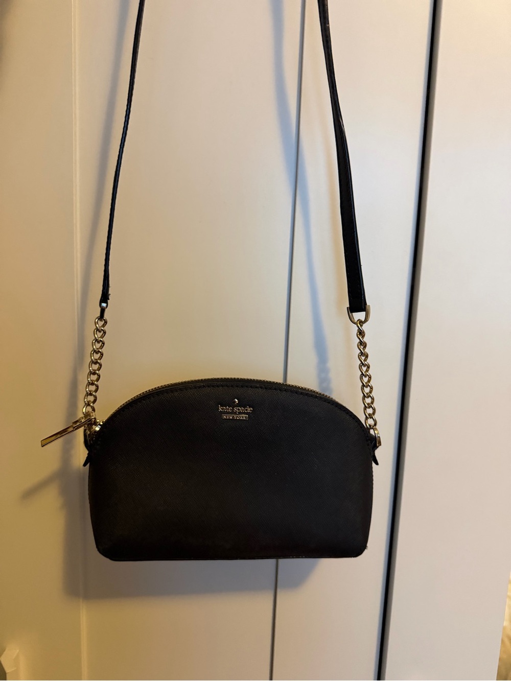 kate spade Black Dome Crossbody with Gold Chain